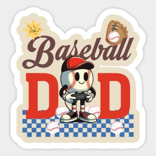 Baseball Dad Game Day, Retro Baseball Dad Sticker